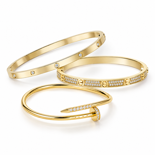 [AuraEcho] JUSTE Diamond & LOVE Diamond Bracelet Stack Set