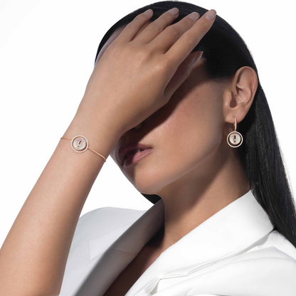 [AuraEcho]LUCKY MOVE WHITE MOTHER OF PEARL PINK GOLD DIAMOND BRACELET