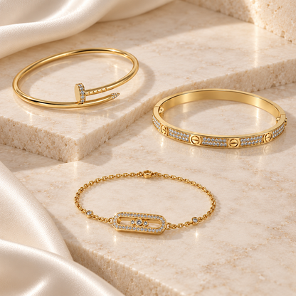 [AuraEcho] LOVE & JUSTE Baby Move Diamond Bracelet Stack Set