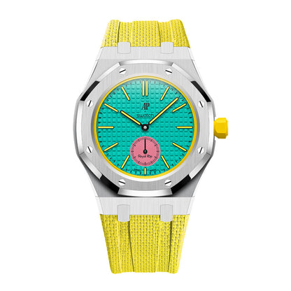 [AuraEcho]Steel Case & Fluoroelastomer Strap Full‑wrap Embedded Watch Band