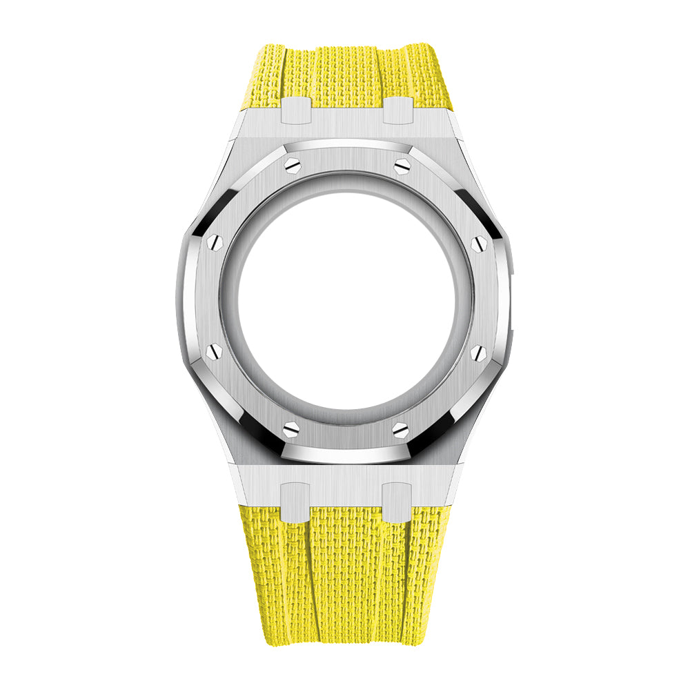 [AuraEcho]Steel Case & Fluoroelastomer Strap Full‑wrap Embedded Watch Band