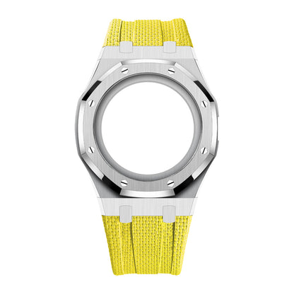 [AuraEcho]Steel Case & Fluoroelastomer Strap Full‑wrap Embedded Watch Band