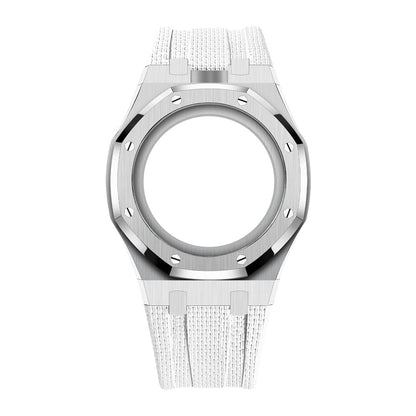 [AuraEcho]Steel Case & Fluoroelastomer Strap Full‑wrap Embedded Watch Band
