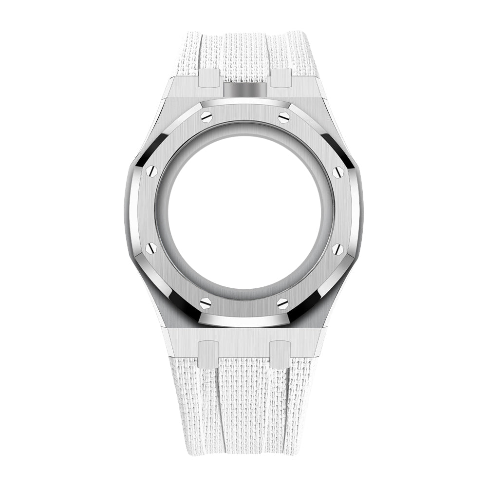 [AuraEcho]Steel Case & Fluoroelastomer Strap Full‑wrap Embedded Watch Band