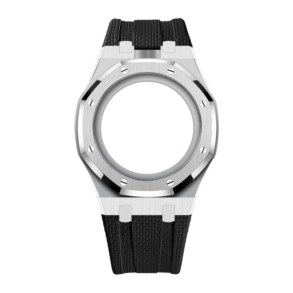 [AuraEcho]Steel Case & Fluoroelastomer Strap Full‑wrap Embedded Watch Band