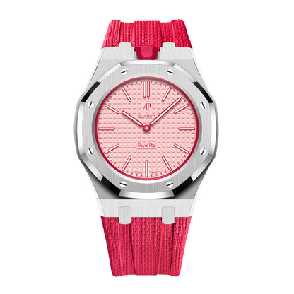 [AuraEcho]Steel Case & Fluoroelastomer Strap Full‑wrap Embedded Watch Band