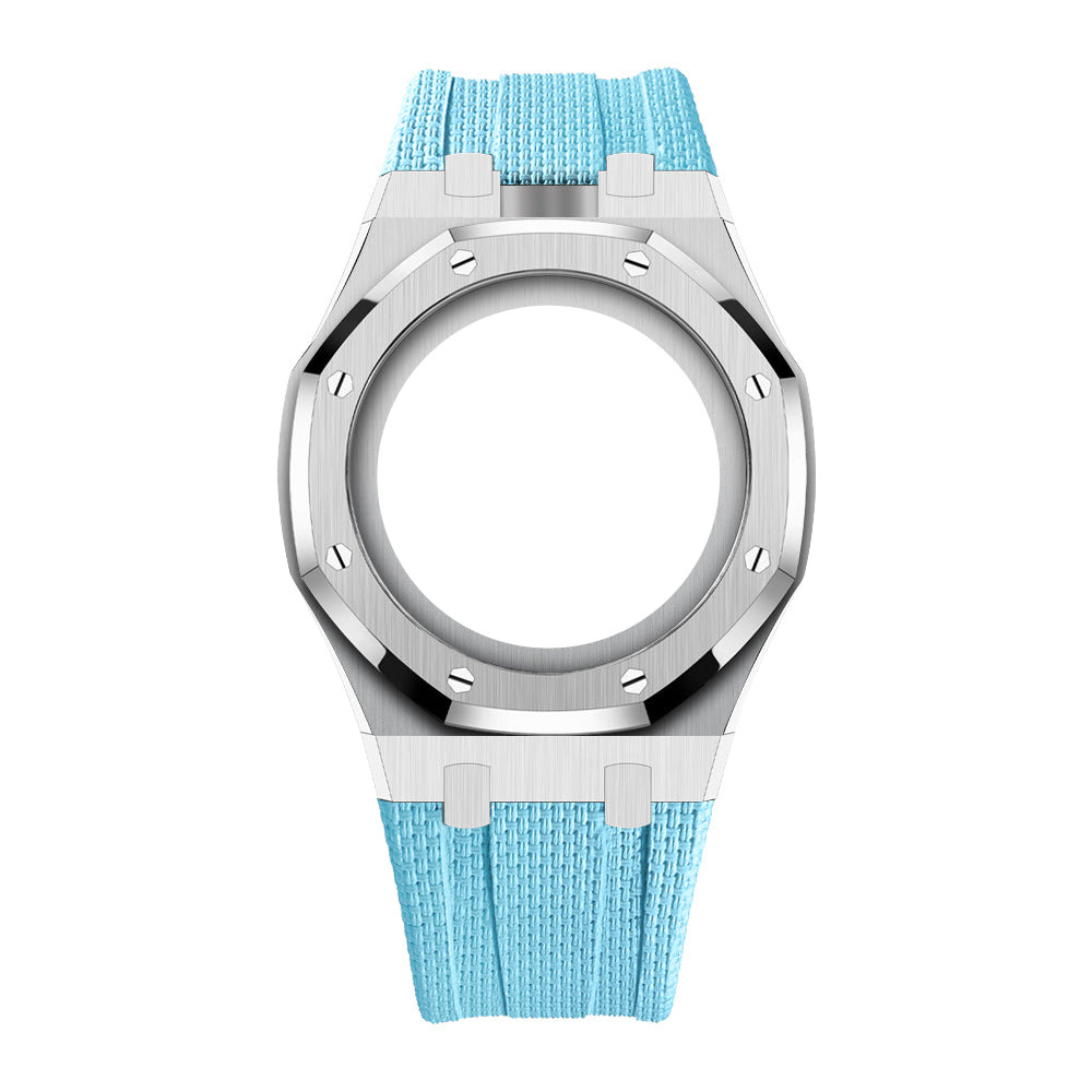 [AuraEcho]Steel Case & Fluoroelastomer Strap Full‑wrap Embedded Watch Band