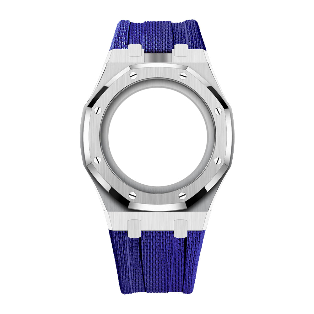 [AuraEcho]Steel Case & Fluoroelastomer Strap Full‑wrap Embedded Watch Band