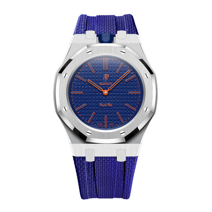 [AuraEcho]Steel Case & Fluoroelastomer Strap Full‑wrap Embedded Watch Band