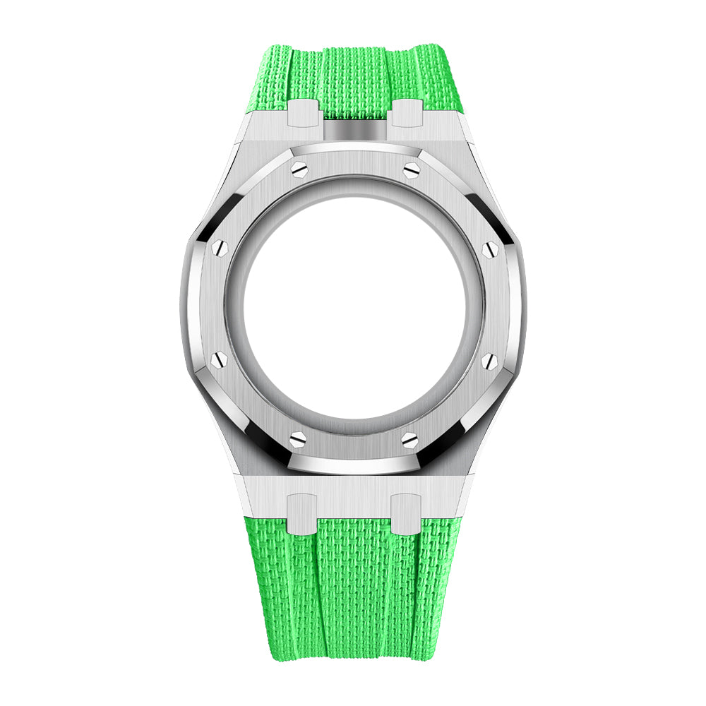 [AuraEcho]Steel Case & Fluoroelastomer Strap Full‑wrap Embedded Watch Band