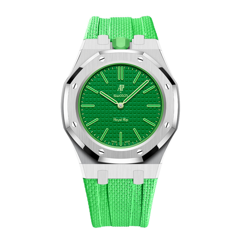 [AuraEcho]Steel Case & Fluoroelastomer Strap Full‑wrap Embedded Watch Band