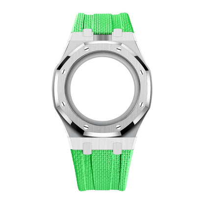 [AuraEcho]Steel Case & Fluoroelastomer Strap Full‑wrap Embedded Watch Band