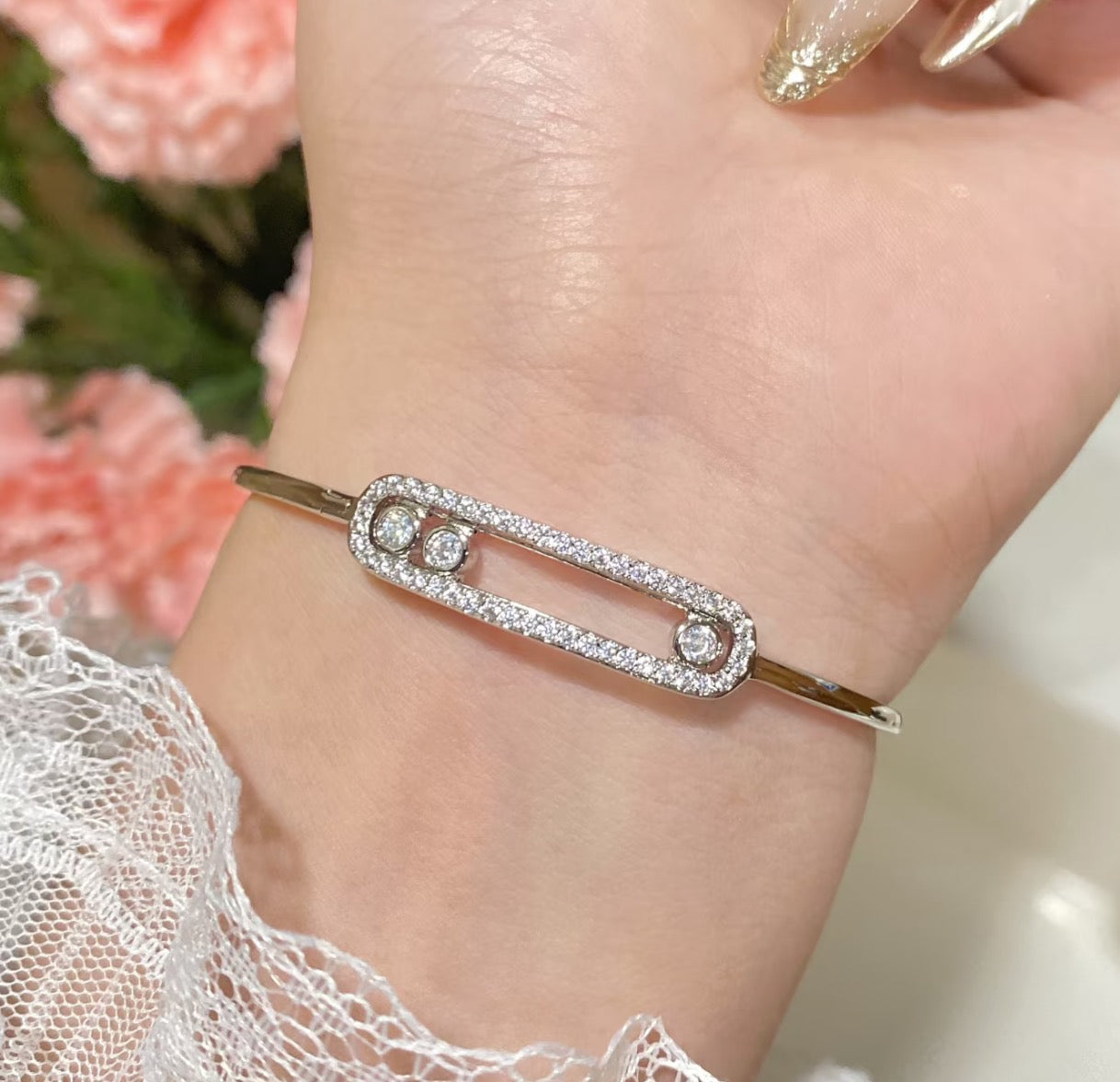 [AuraEcho]Move Pavé Diamond Bangle Bracelet M