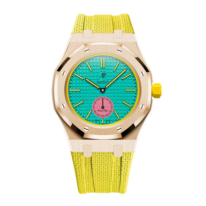 [AuraEcho]Steel Case & Fluoroelastomer Strap Full‑wrap Embedded Watch Band