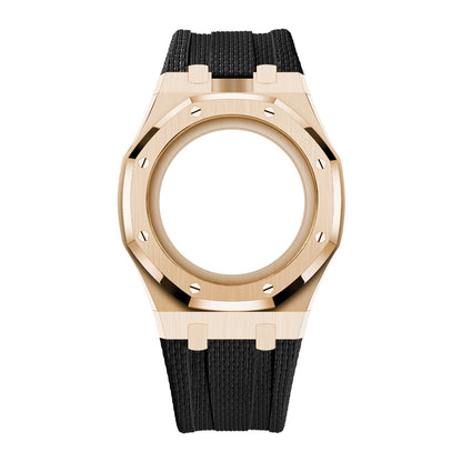 [AuraEcho]Steel Case & Fluoroelastomer Strap Full‑wrap Embedded Watch Band