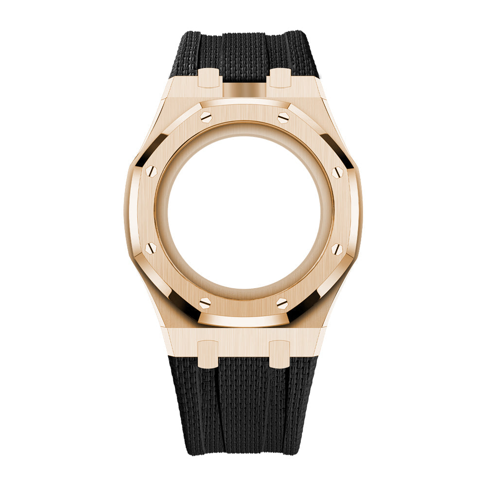 [AuraEcho]Steel Case & Fluoroelastomer Strap Full‑wrap Embedded Watch Band