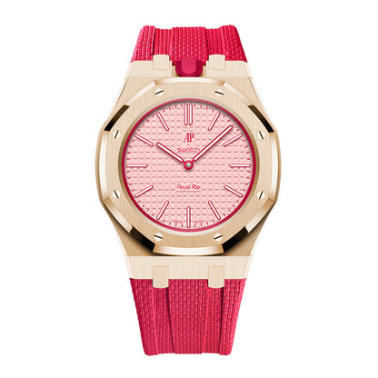 [AuraEcho]Steel Case & Fluoroelastomer Strap Full‑wrap Embedded Watch Band