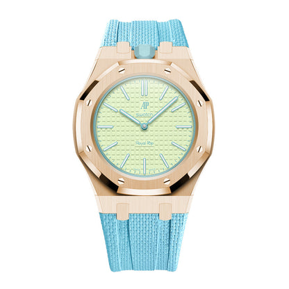 [AuraEcho]Steel Case & Fluoroelastomer Strap Full‑wrap Embedded Watch Band