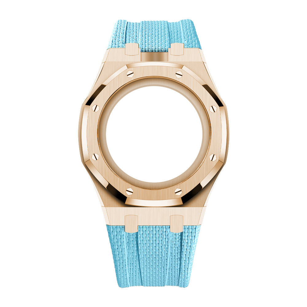 [AuraEcho]Steel Case & Fluoroelastomer Strap Full‑wrap Embedded Watch Band