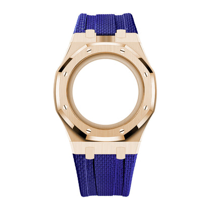 [AuraEcho]Steel Case & Fluoroelastomer Strap Full‑wrap Embedded Watch Band