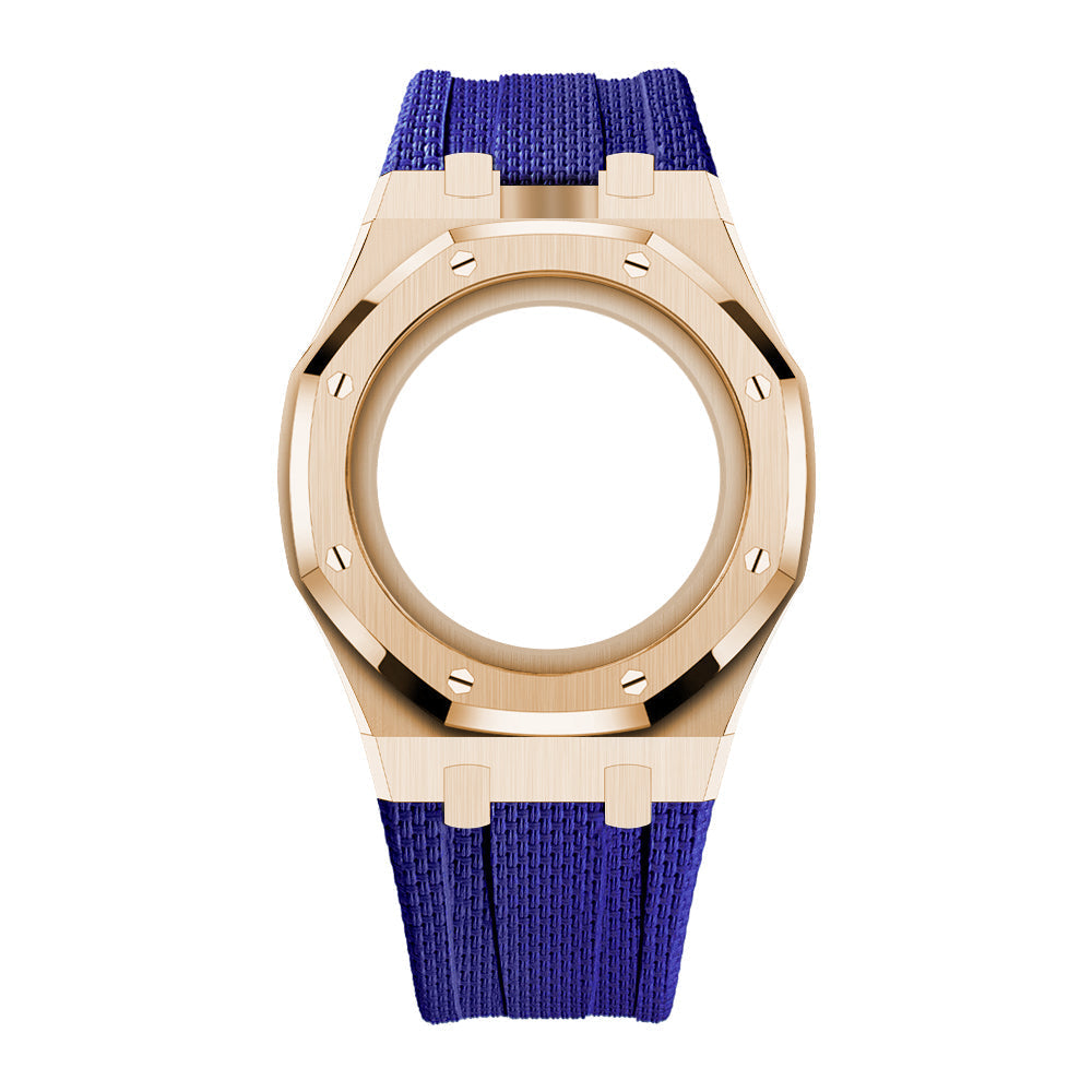 [AuraEcho]Steel Case & Fluoroelastomer Strap Full‑wrap Embedded Watch Band