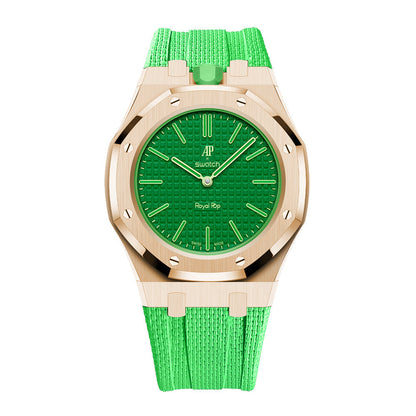 [AuraEcho]Steel Case & Fluoroelastomer Strap Full‑wrap Embedded Watch Band
