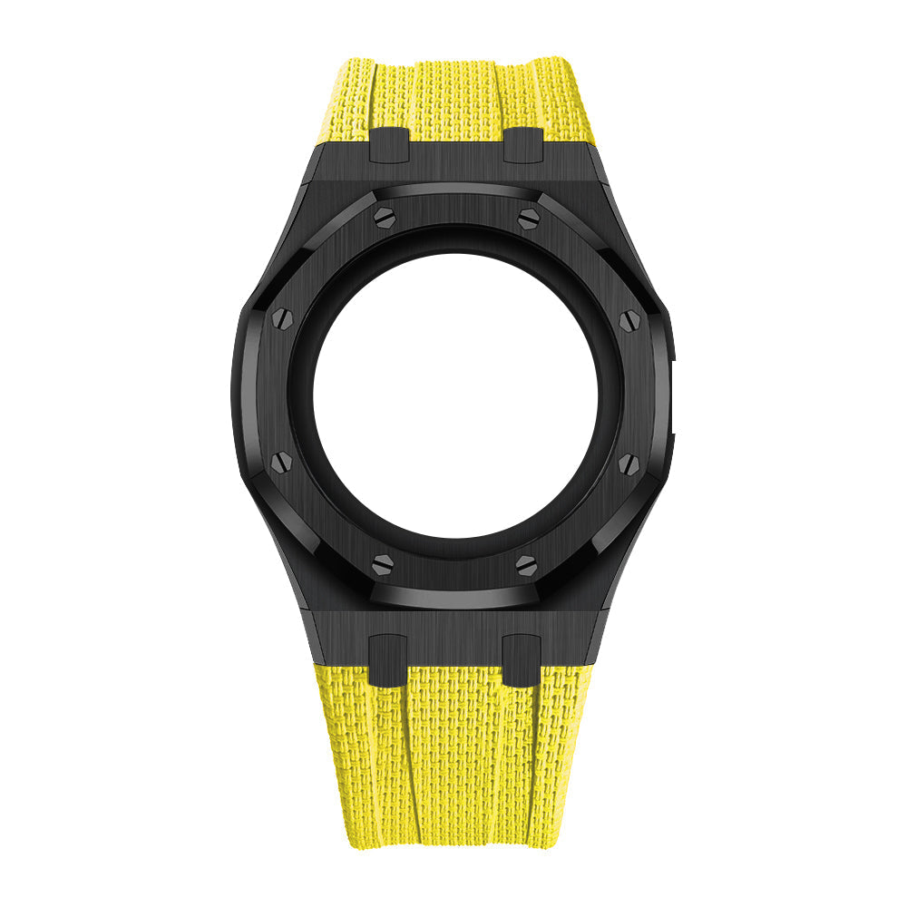 [AuraEcho]Steel Case & Fluoroelastomer Strap Full‑wrap Embedded Watch Band