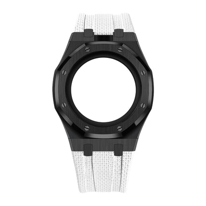 [AuraEcho]Steel Case & Fluoroelastomer Strap Full‑wrap Embedded Watch Band