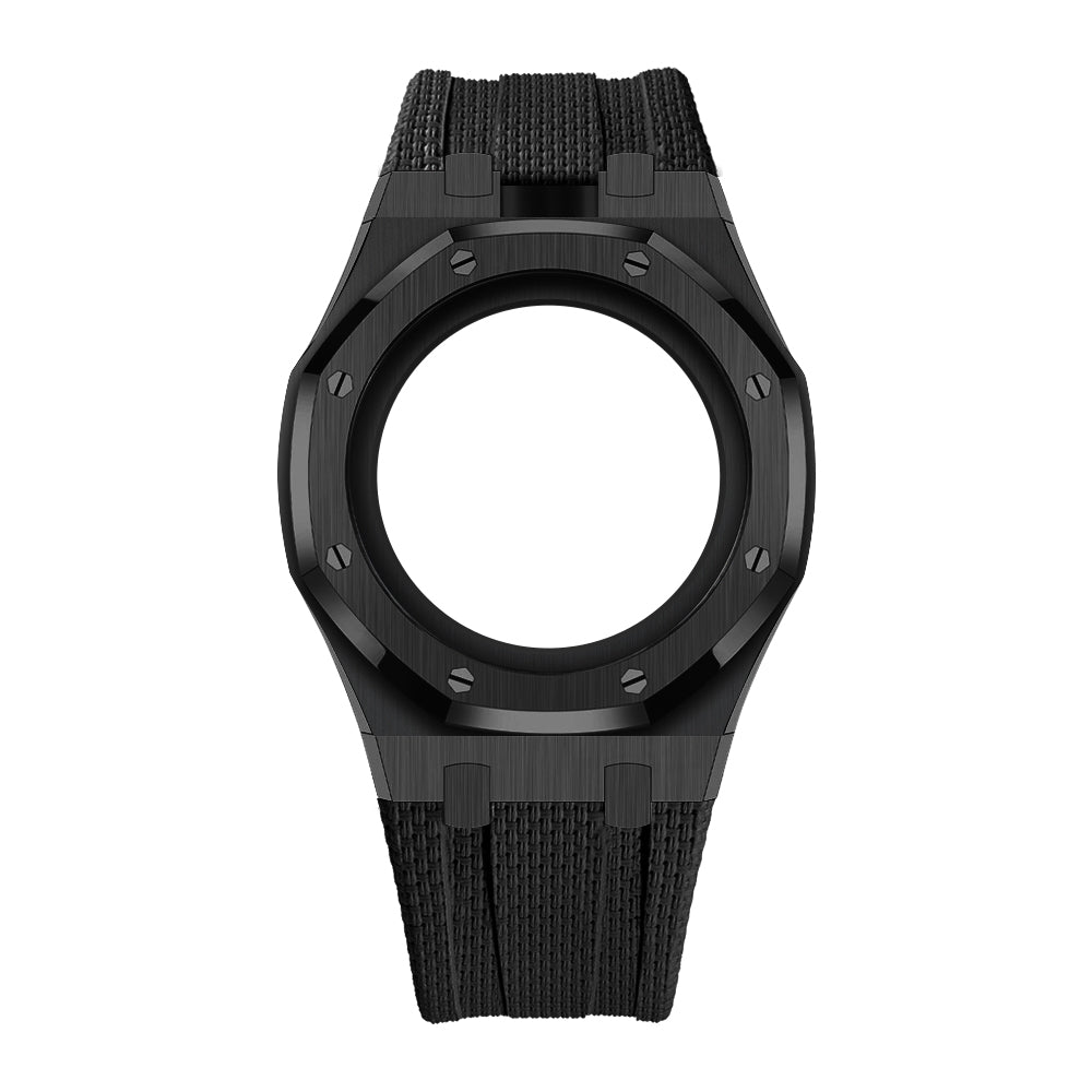 [AuraEcho]Steel Case & Fluoroelastomer Strap Full‑wrap Embedded Watch Band