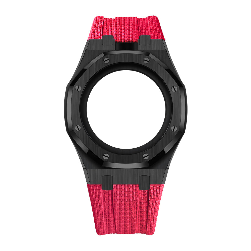 [AuraEcho]Steel Case & Fluoroelastomer Strap Full‑wrap Embedded Watch Band