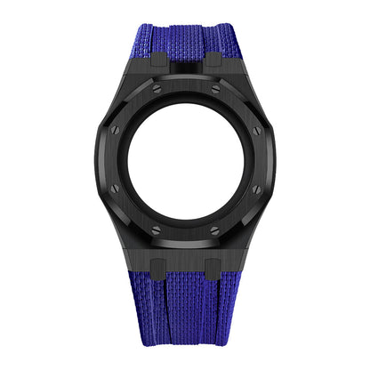 [AuraEcho]Steel Case & Fluoroelastomer Strap Full‑wrap Embedded Watch Band