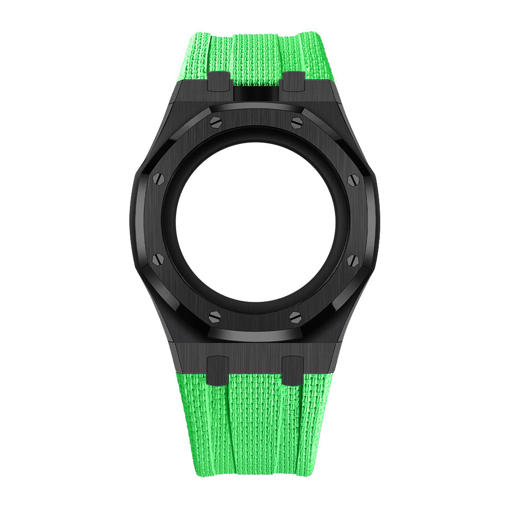 [AuraEcho]Steel Case & Fluoroelastomer Strap Full‑wrap Embedded Watch Band