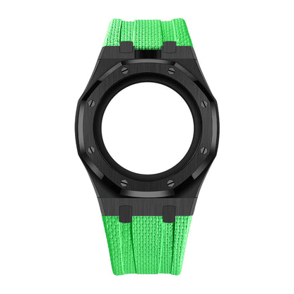 [AuraEcho]Steel Case & Fluoroelastomer Strap Full‑wrap Embedded Watch Band