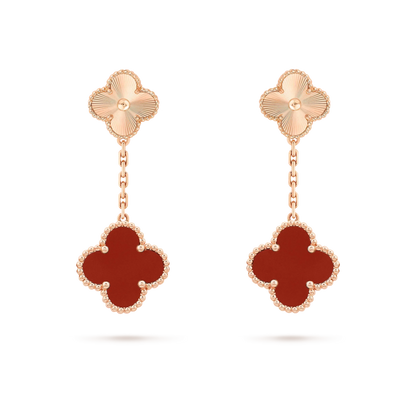 [AuraEcho]CLOVER 2 MOTIF  LASER CARNELIAN EARRINGS