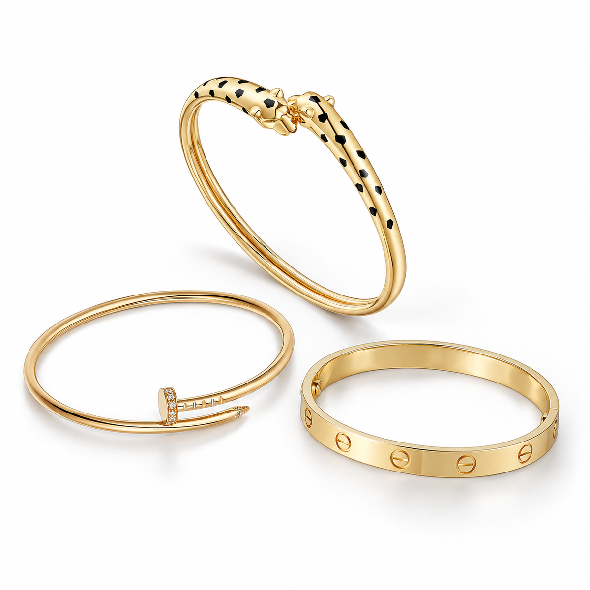 [AuraEcho] Panthère & LOVE  & JUSTE  Diamond Bracelet Stack Set