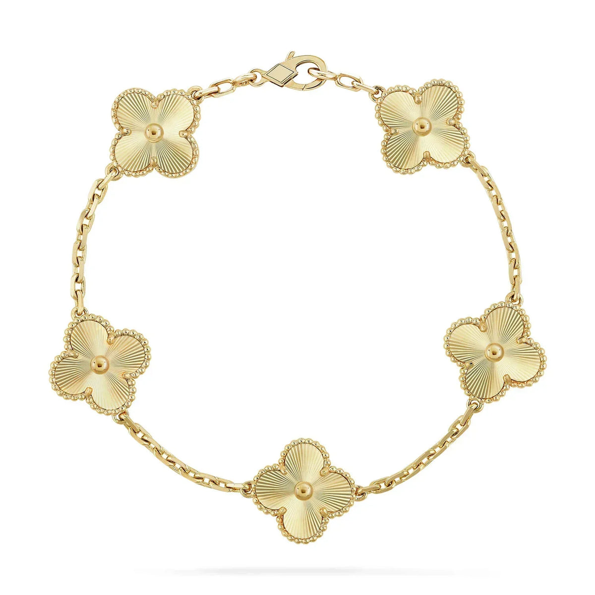 [AuraEcho]Clover Laser  Pulsar Stone 5-Motif & LOVE Diamond-Paved Bracelet Stack Set