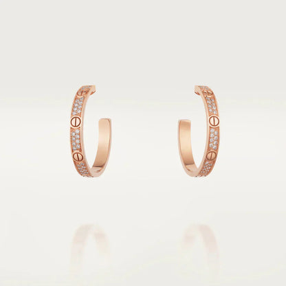 [AuraEcho]LOVE DIAMOND PINK GOLD HOOP EARRINGS