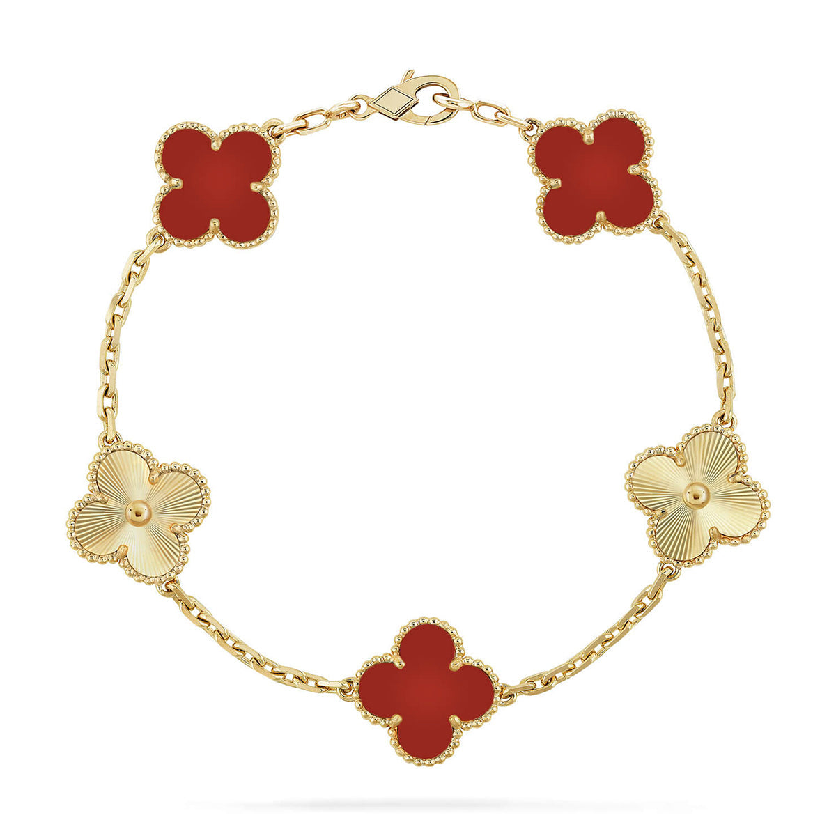[AuraEcho]Clover & Love Diamond-Paved Radiant Line 2-Piece Bracelet Stack Set