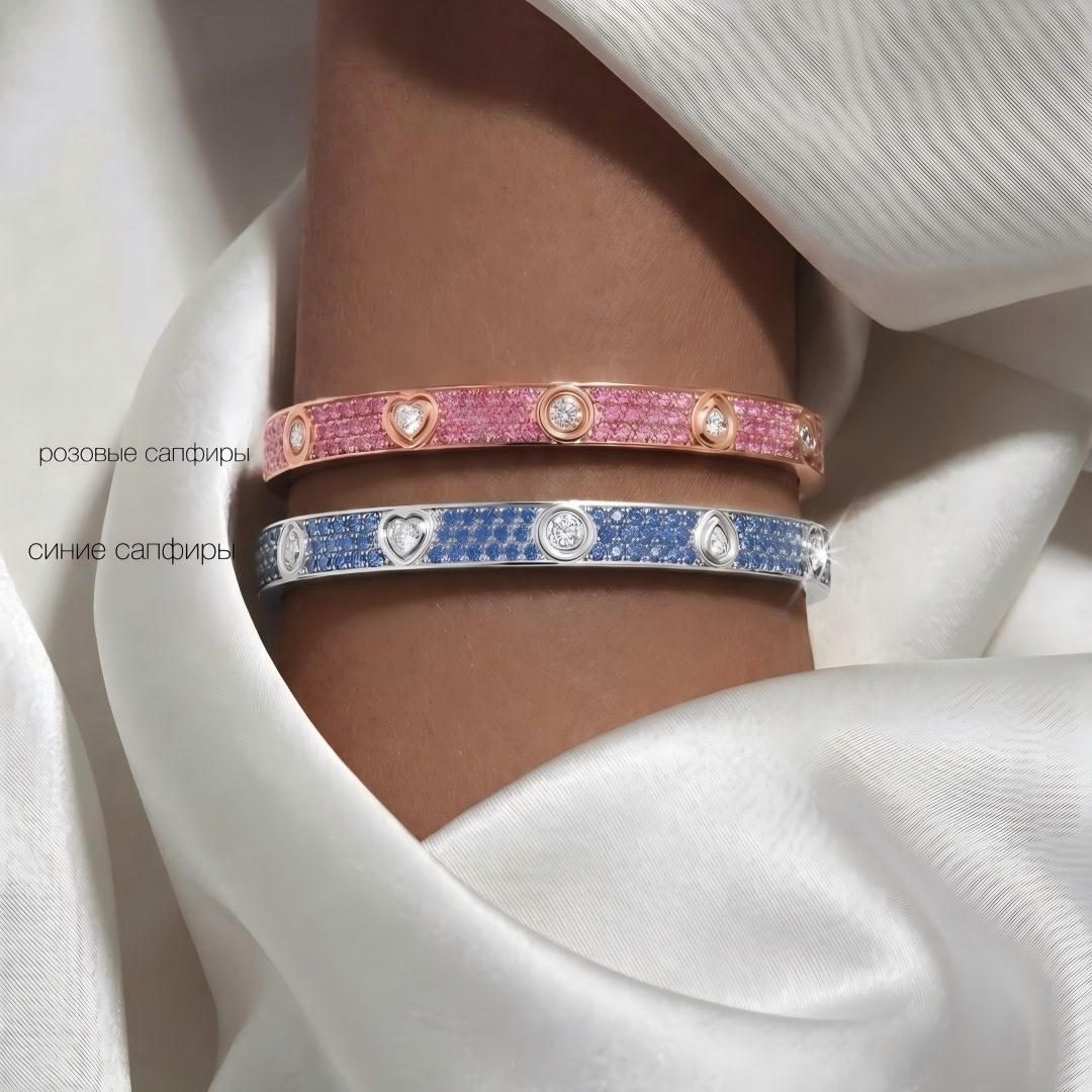 [AuraEcho]2026 PAVE GEMSTONE LOVE BRACELET 6.1MM 10 DIAMONDS