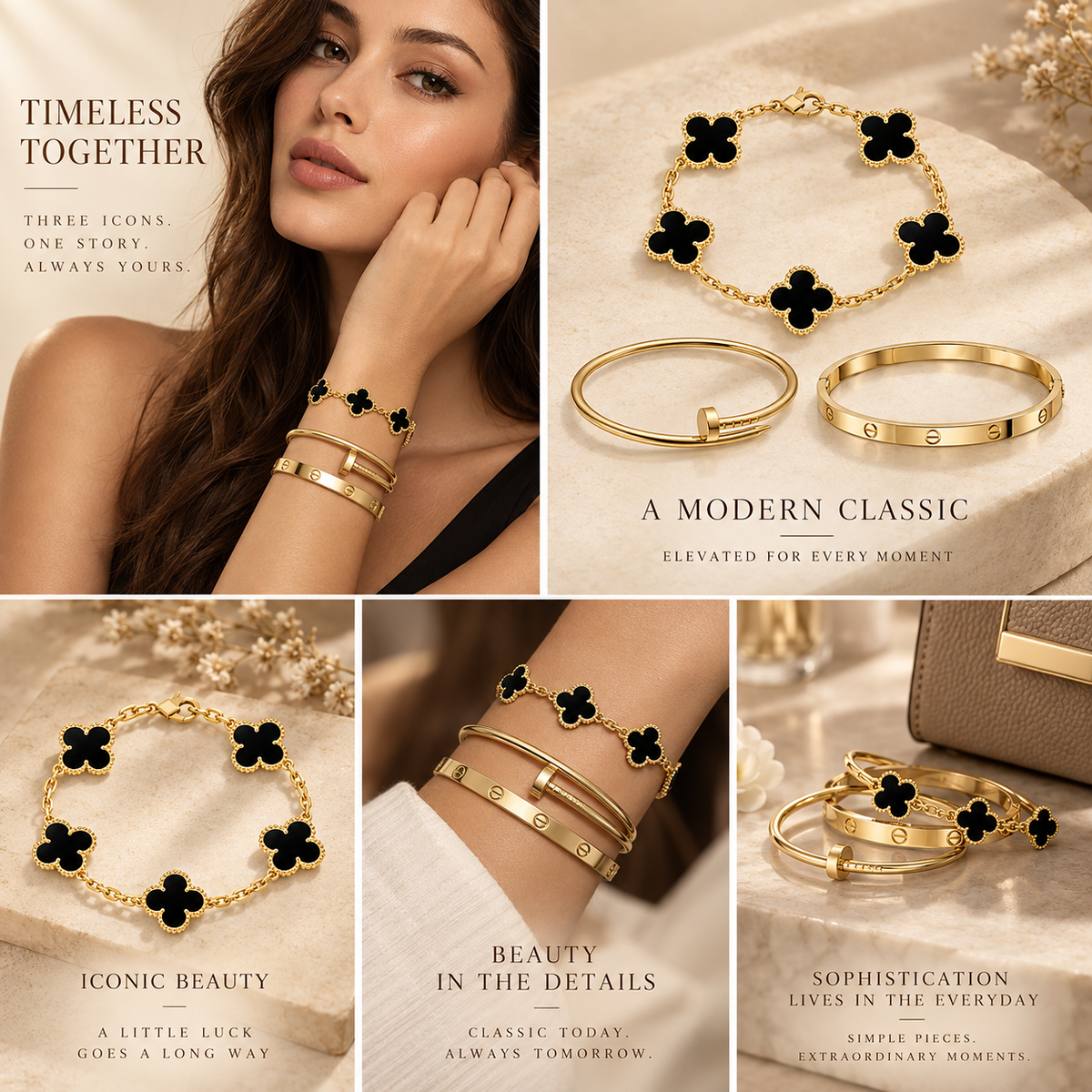 [AuraEcho]Clover & Juste & Lover  Bracelet Stack Set
