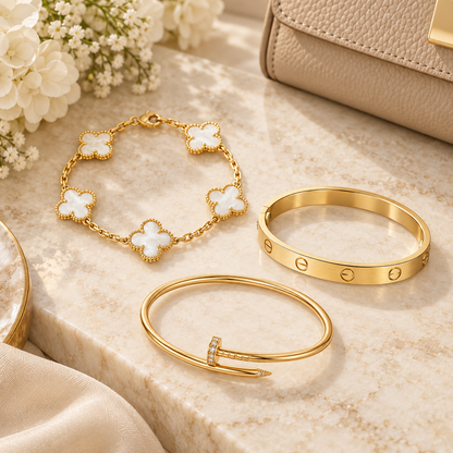[AuraEcho]Clover & Lover & Juste Bracelet Stack Set