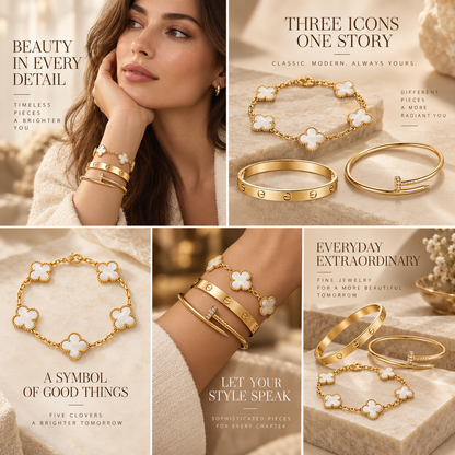 [AuraEcho]Clover & Lover & Juste Bracelet Stack Set