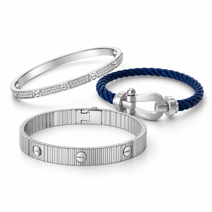 [AuraEcho]Love & Force Large Horseshoe Trio Bracelet Stack Set
