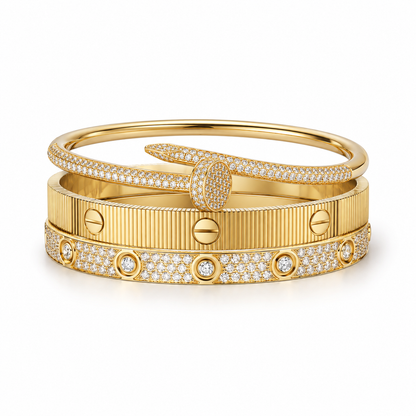 [AuraEcho]Love & Juste Statement Bracelet Trio Stack Set
