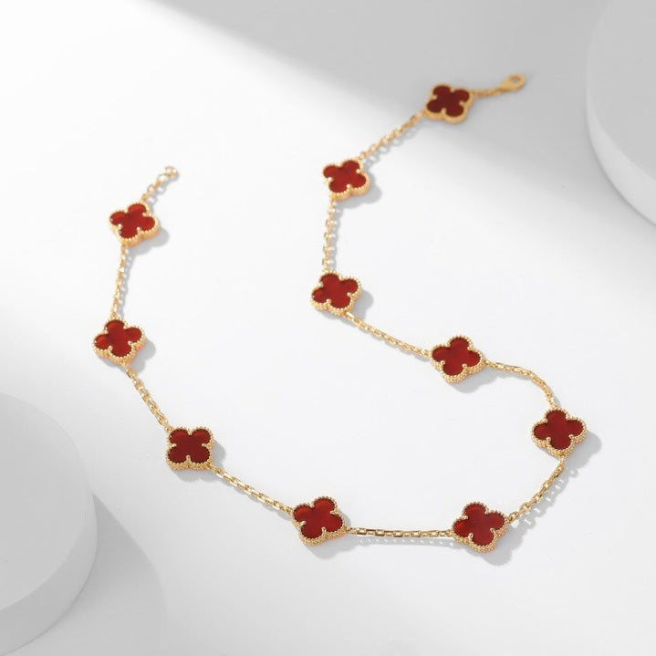 [AuraEcho]CLOVER 10 MOTIFS CARNELIAN NECKLACE