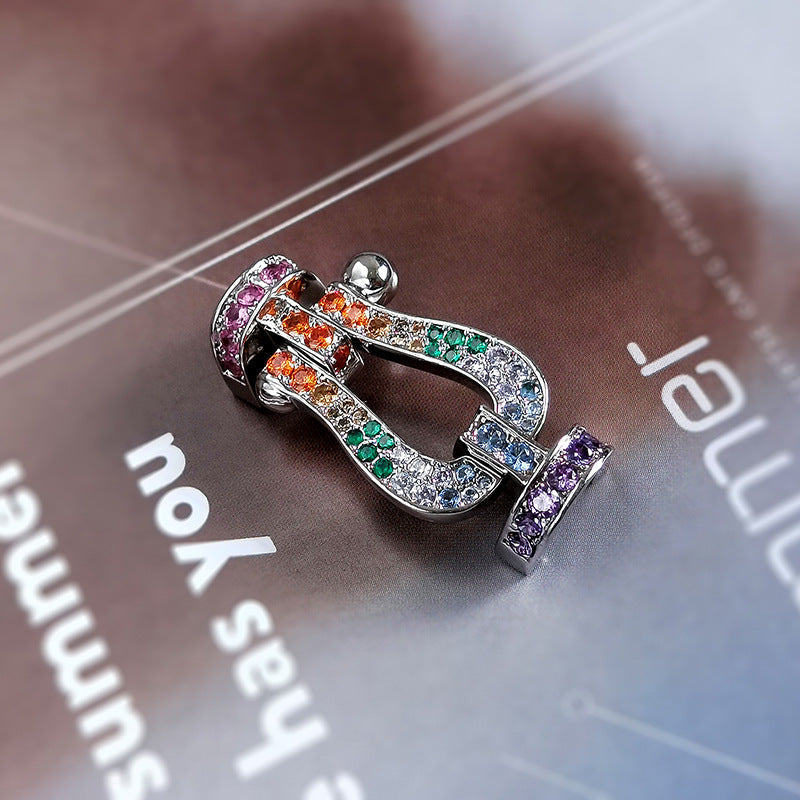 [AuraEcho]FORC LARGE HORSESHOE  COLORED DIAMOND BRACELET SILVER