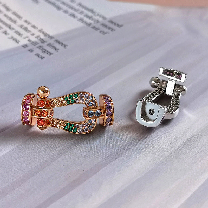 [AuraEcho]FORC LARGE HORSESHOE  COLORED DIAMOND BRACELET SILVER