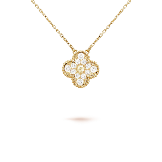 [AuraEcho]CLOVER 15MM DIAMOND SINGLE FLOWER NECKLACE