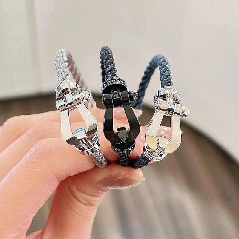 [AuraEcho]FORCE LARGE HORSESHOE FULL DIAMOND BRACELET ROSE GOLD