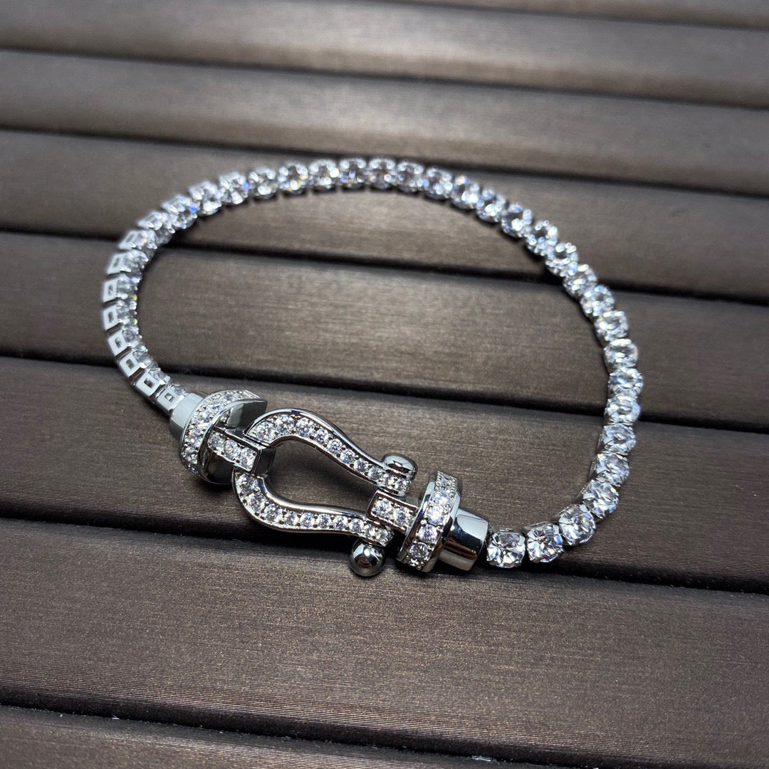 [AuraEcho]FORCE  LARGE HORSESHOE FULL DIAMOND TENNIS BRACELET